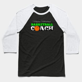 Basketball Coach Christmas - Retro Distressed Grunge Baseball T-Shirt